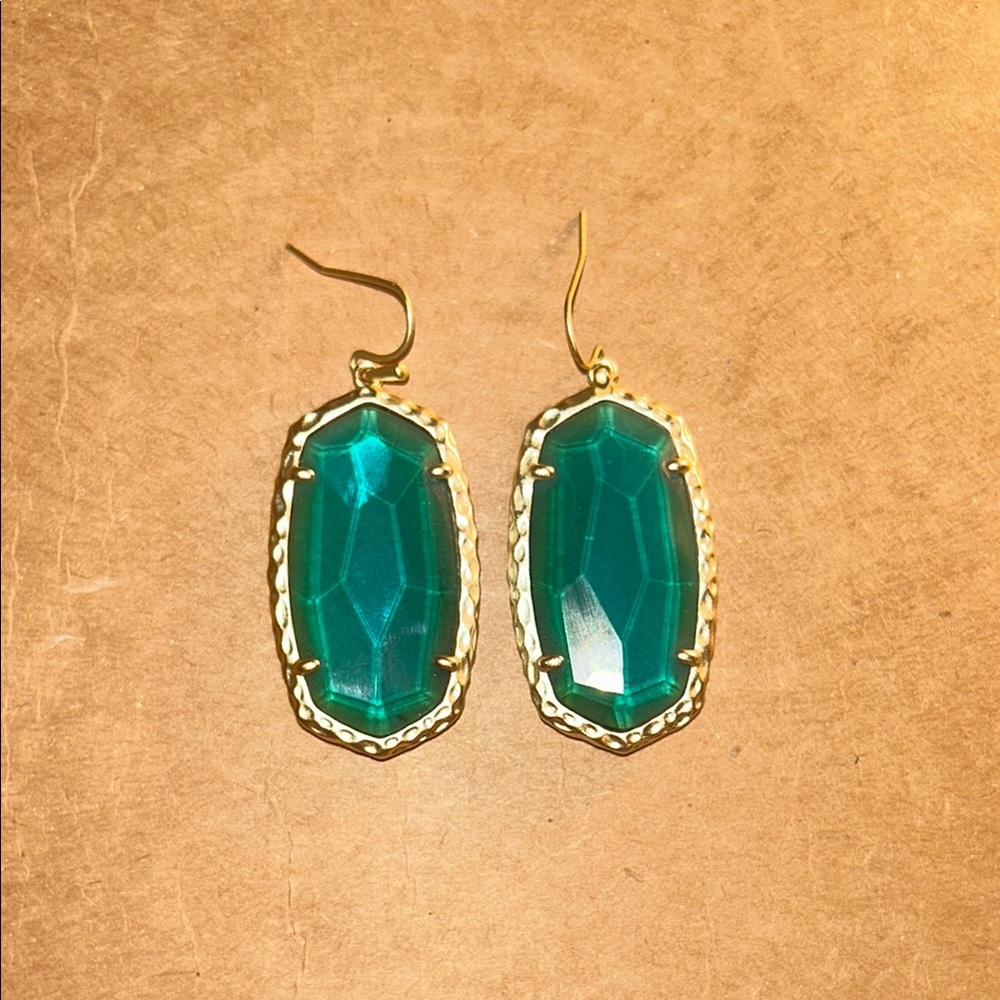 Kendra Scott Gold and Teal Drop Earrings